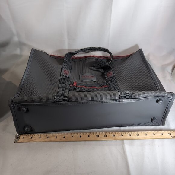 Givenchy Vintage Gray Red Travel Satchel Bag Duffle Carry On Overnight Logo Grey - Picture 12 of 14